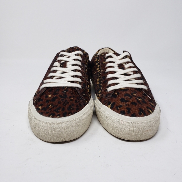 Madewell Sidewalk Low-Top Sneakers Painted Leopard Colorblock Calf Hair size 7 - Picture 3 of 10